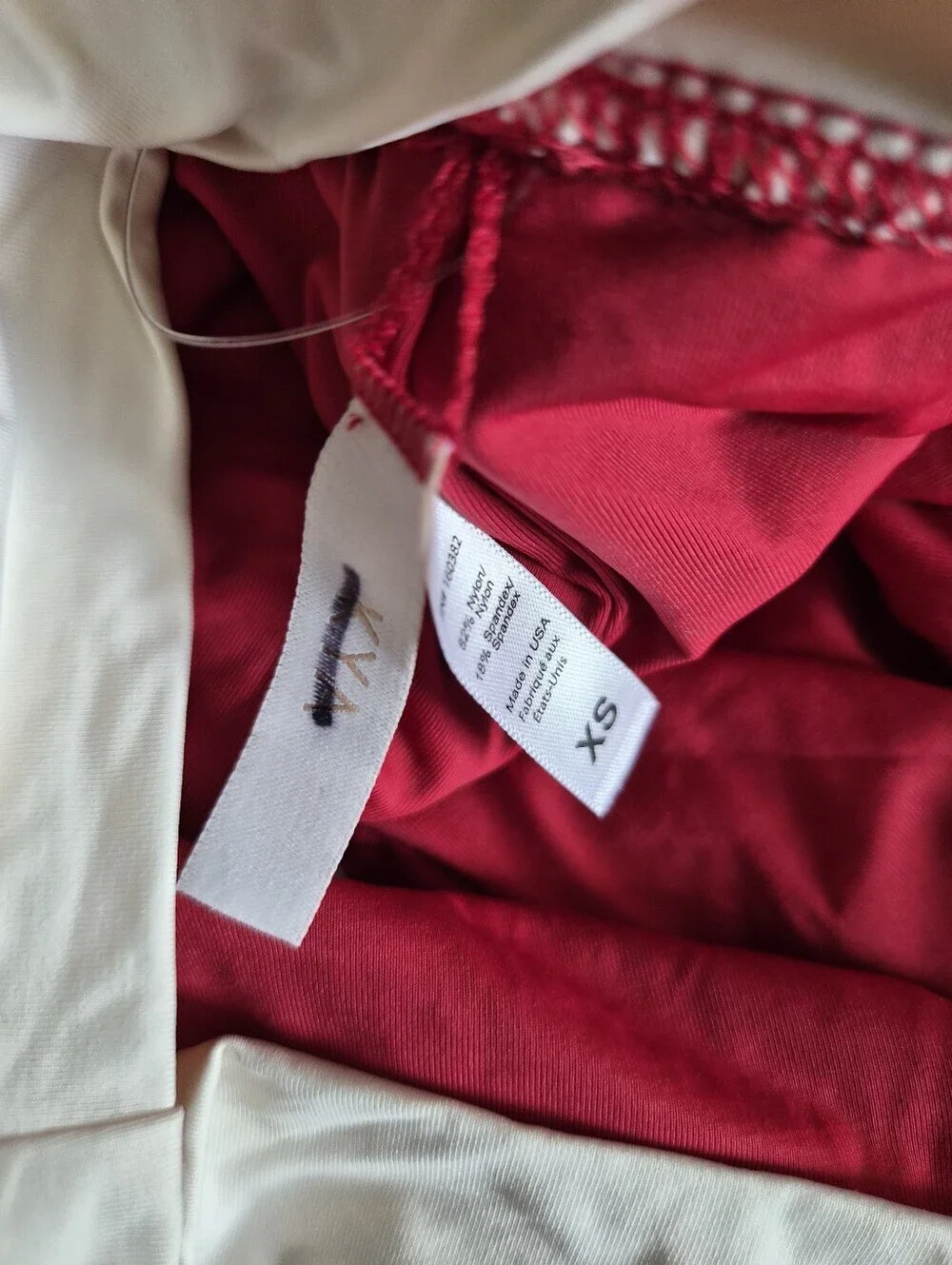 New KYA Kati Wide Rib Rouge/Creme Swim Bikini Bottoms X-Small NWOT